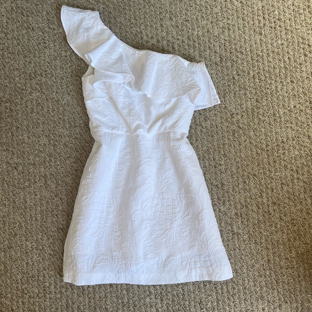 Lilly Pulitzer White One-Shoulder Kipton romper style dress